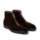 Limited Edition: - Boot "Shearling Zip" aus dunkelbraunem Rauhleder - reine Handarbeit