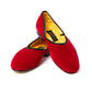 Roter Slipper "Velvet Grecian Low Cut" aus Samtvelours - Handarbeit