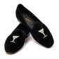 Schwarzer Venetian-Samtslipper "Martini Cocktail" mit Ledersohle