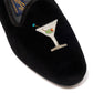 Schwarzer Venetian-Samtslipper "Martini Cocktail" mit Ledersohle