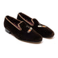 Brauner Albert-Samtslipper "Cuban Cigar" mit Ledersohle