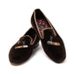 Brauner Albert-Samtslipper "Cuban Cigar" mit Ledersohle