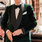 Dark Green Evening Jacket "Shawl Dinner" made of Cotton Velvet - handmade