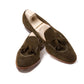 Tassel-Loafer "Short-Vamp" aus olivbraunem Hirschleder "Vintage Deer Suede" - reine Handarbeit