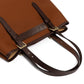 Tasche "New Office Tote" aus Baumwollcanvas und Sattelleder - Handarbeit