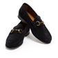 Il Mocassino x MJ: Horsebit Loafer "Via Condotti" aus dunkelblauem Kalbsvelours