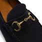 Il Mocassino x MJ: Horsebit Loafer "Via Condotti" aus dunkelblauem Kalbsvelours