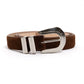 Silver Ostrich x MJ: Western Belt "Deco" in Dark Brown Suede - handmade