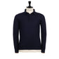 Dunkelblauer Polo-Pullover "Polo Rib" aus reinem Duvet-Kaschmir - Handarbeit