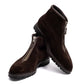 Boot "Shearling Mountain-Zip" aus dunkelbraunem Rauhleder - reine Handarbeit