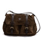 Schultertasche "Satchel Bag" aus Wildleder und Sattelleder - Handarbeit