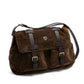 Schultertasche "Satchel Bag" aus Wildleder und Sattelleder - Handarbeit