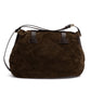 Schultertasche "Satchel Bag" aus Wildleder und Sattelleder - Handarbeit