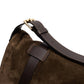 Schultertasche "Satchel Bag" aus Wildleder und Sattelleder - Handarbeit