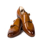 Doppelmonk "Modern Dandy" aus cognacbraunem Kalbsleder - reine Handarbeit